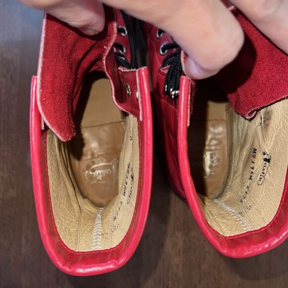 Vintage 1994 Justin Red Lizard & Kipskin Kilted Roper Boots Women’s 7.5B Rare - Picture 12 of 14